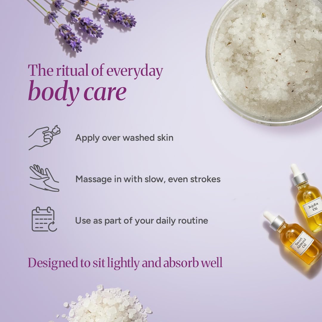 DAKSHIN Serenity Body Scrub | Lavender Calming Exfoliating Scrub | Gently Polishes, Softens & Smooths Skin | Natural Botanical Formula | 236ml