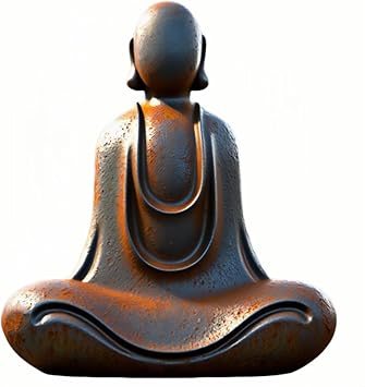 Yuxh Buddha Statue Cast Iron Powder Zen Statue Mini Buddha Decor Natural Rust Buda Figurine, Faceless Buddha A