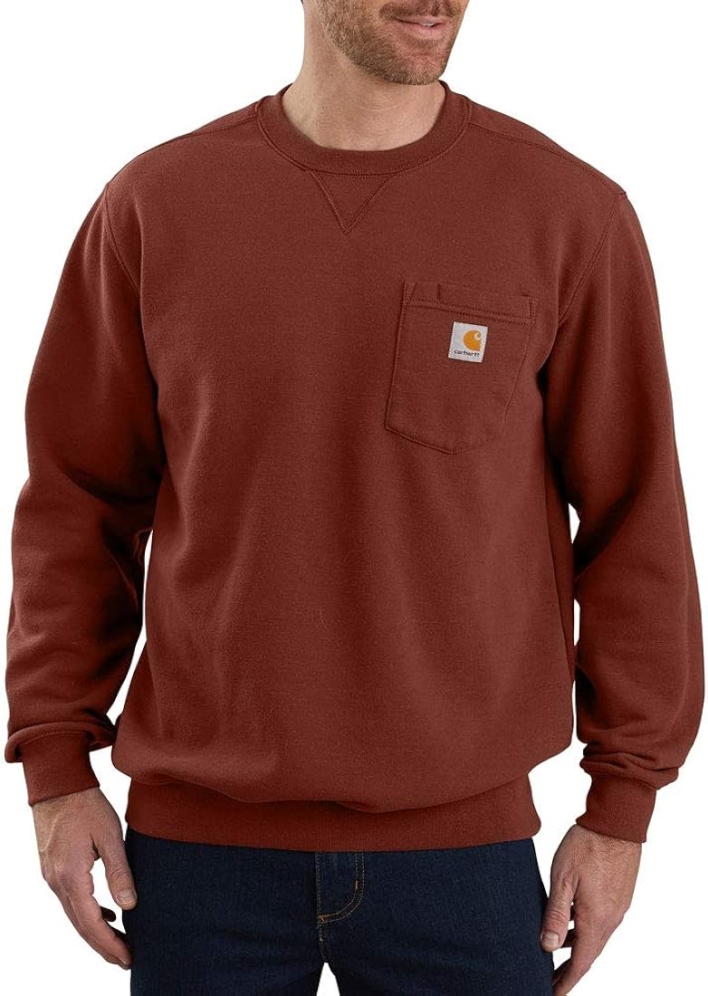 Carhartt Men's Crewneck Pocket Sweatshirt (Regular and Big \u0026 Tall Sizes),  Iron Ore Heather, Large : Amazon.in: Fashion