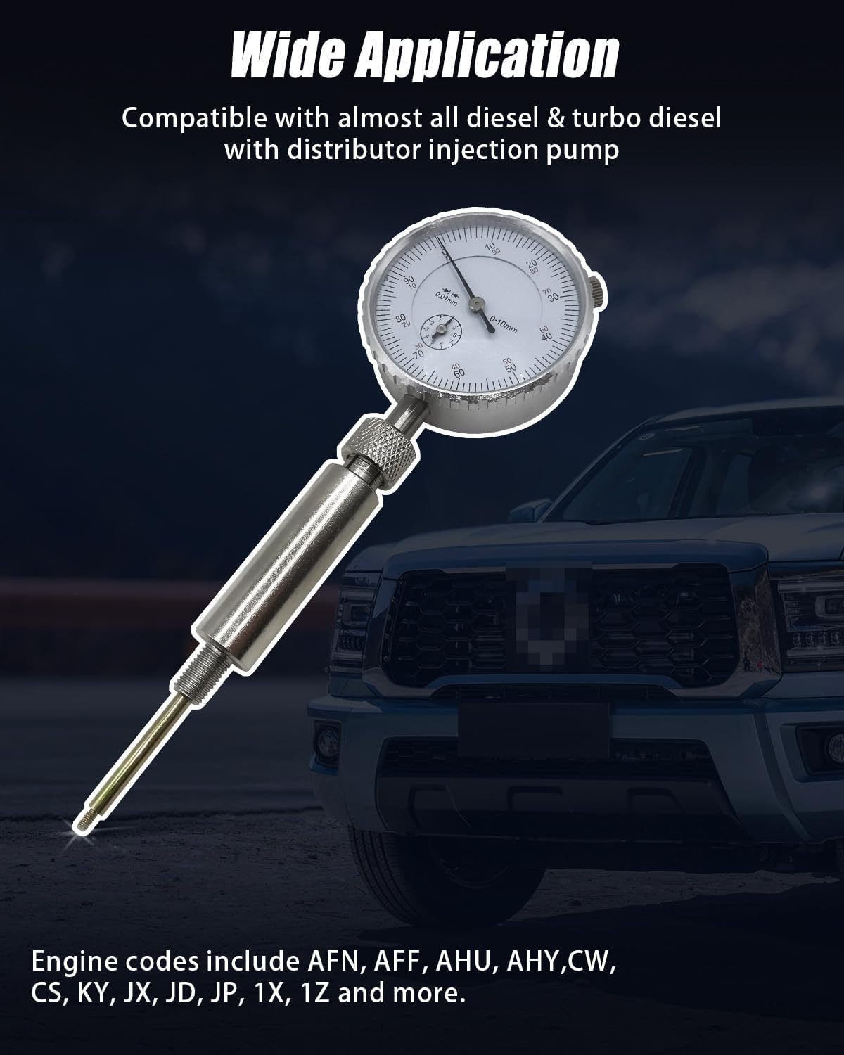 Fuel Injection Pump Timing Gauge Kit, 7 Pcs Static Adjustment Adapter Tool Set, 0-10mm Fuel Injection Pump Dial Indicator for Engines