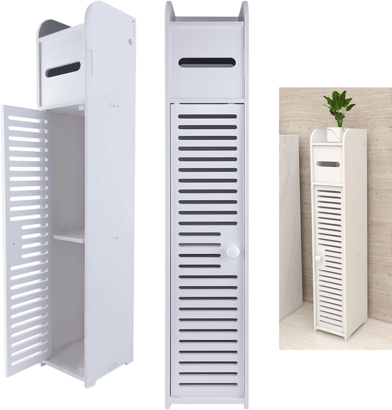 Lucn Kleiner BadezimmerEckschrank mit Türen und Regalen, schmales