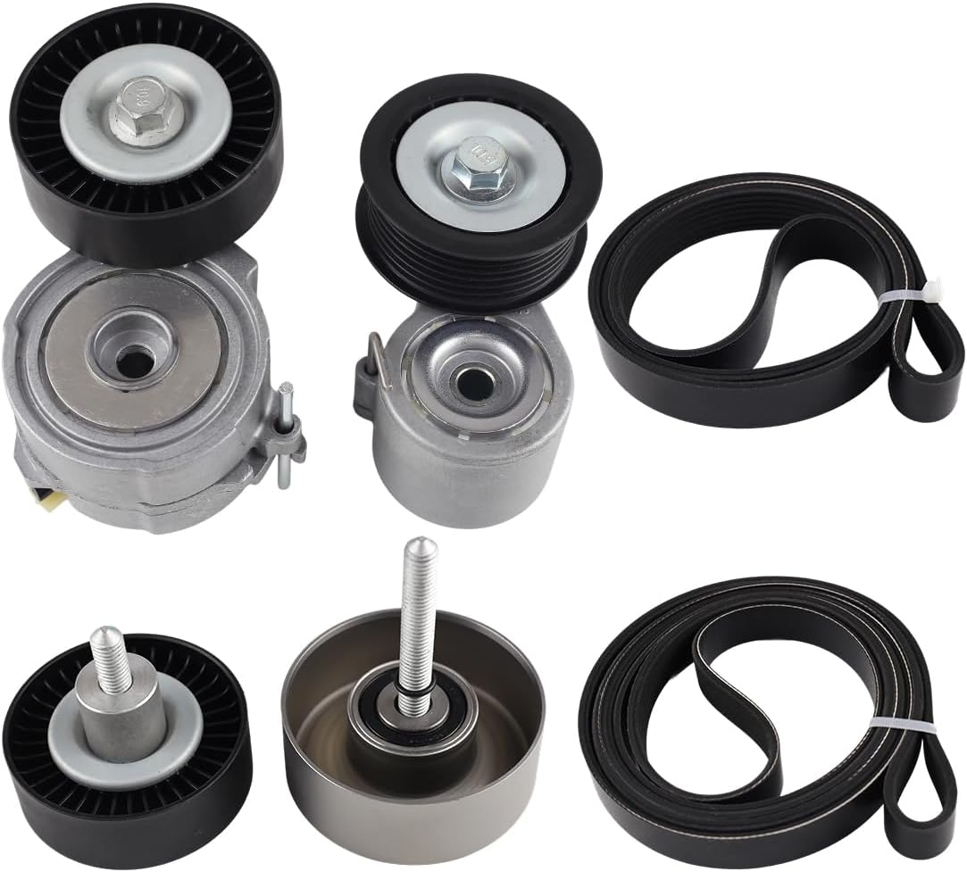 Belt Tensioner And Idler Pulley Kit Compatible with Audi A6 A7 Q5 Q7 2011-2016, Compatible with VW Touareg 3.0L 2011-2014, 06E903137AE 06E903137AB 06E903133AG 06E903133AB