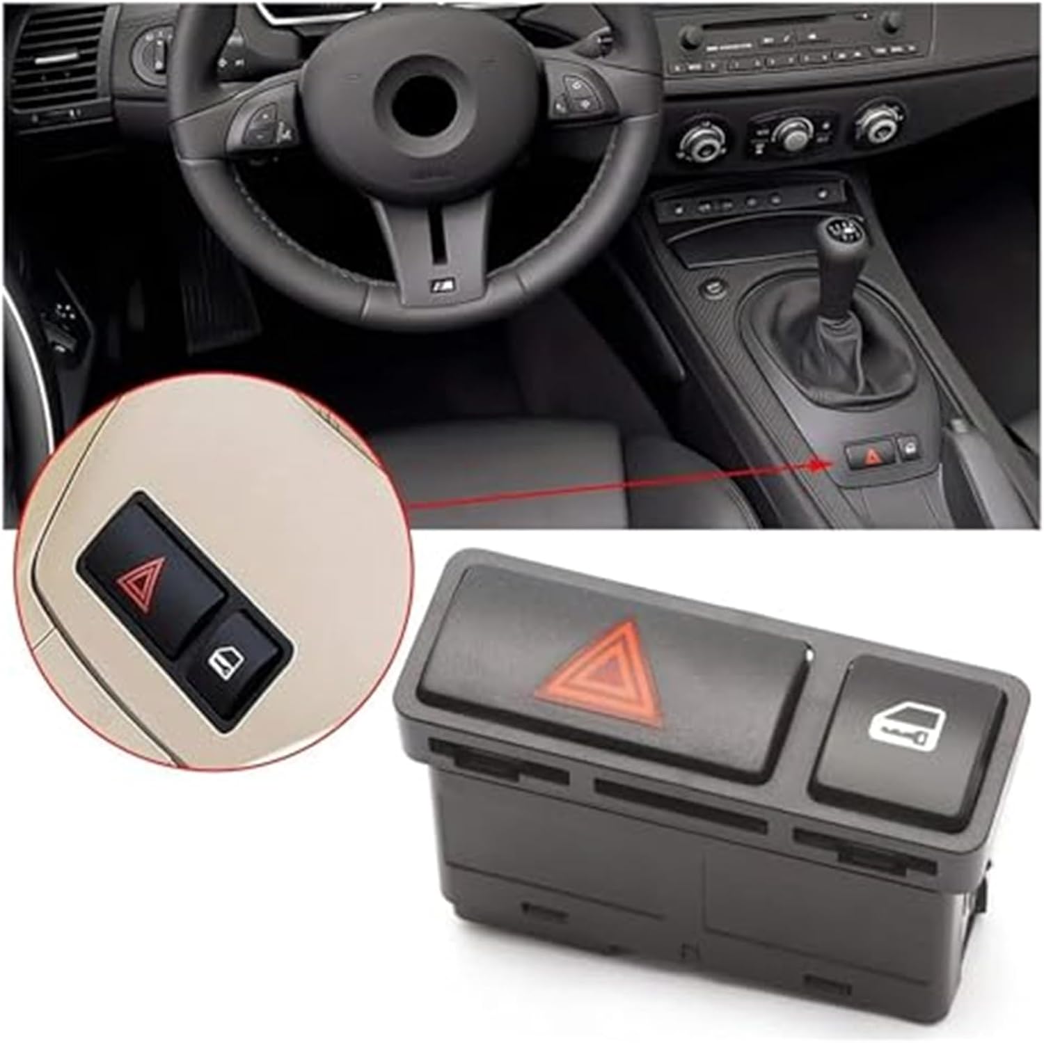 Emergency Flash Light Switch Push Button Hazard Warning Light Lock Switch for 3 Series E46 61318368920 Car Hazard Warning Switch