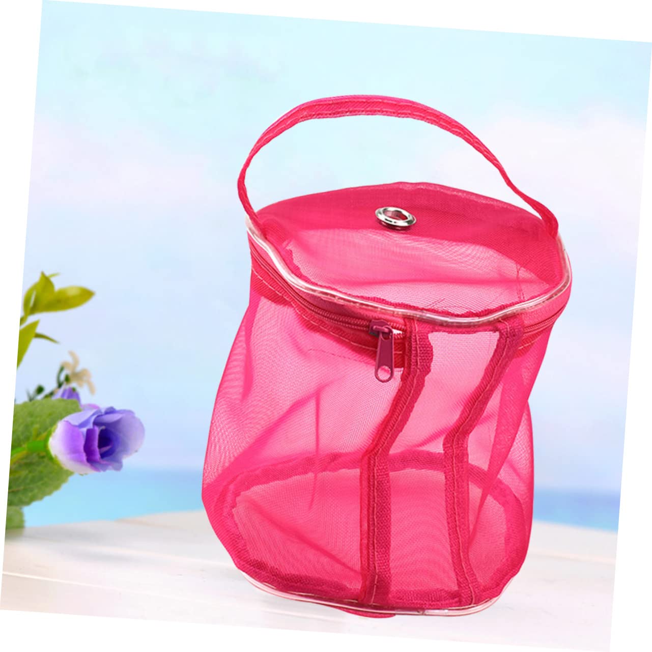 VILLFUL Knitting Yarn Storage Bag Portable Wool Mesh Organizer Tote with Zipper for Travel Sewing Craft Supplies 5.5X5.1X5.1 Inch - Image 2