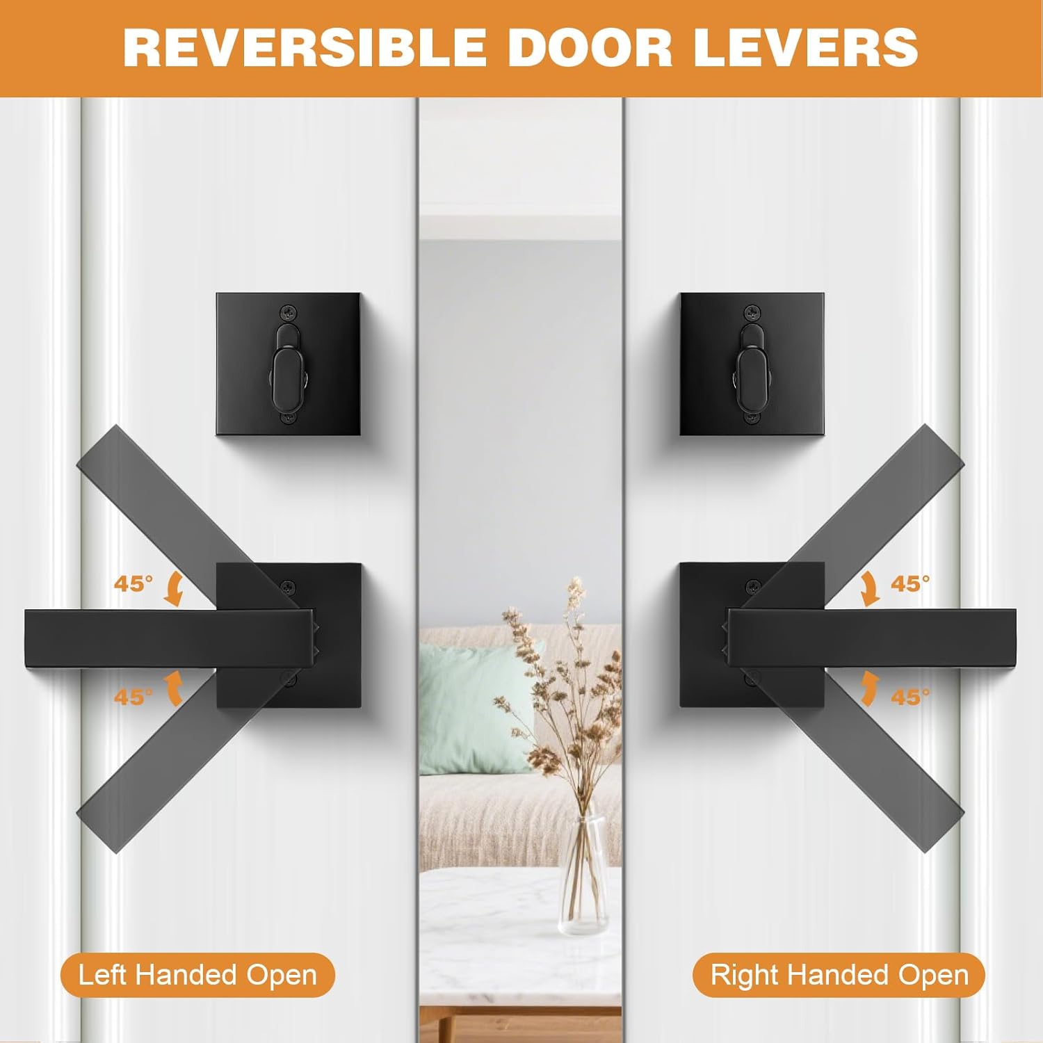 Probrico Matte Black Exterior Door Locksets with Deadbolt,Front Door Passage Handle and Single Cylinder Deadbolt Set, Square Door Lever with Keyed One Side Deadbolt Lock, 1Pack