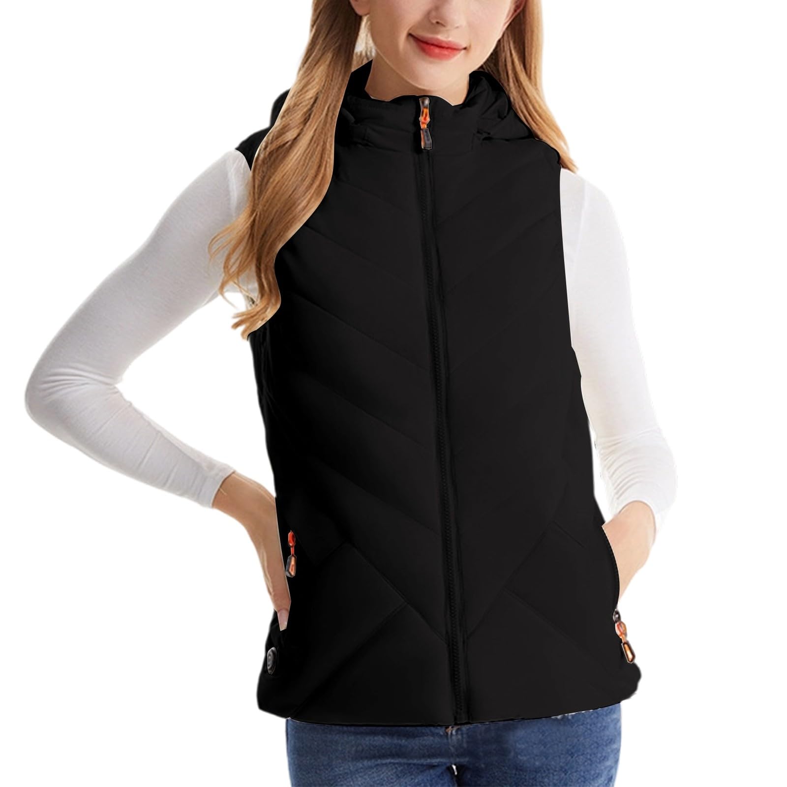Genérico Chaleco cálido para Mujer,Chaleco Monocolor con Cremallera Acolchado Borrego Mujer Invierno chaqueta acolchada de talla grande sin Mangas Tallas Grandes Elegante