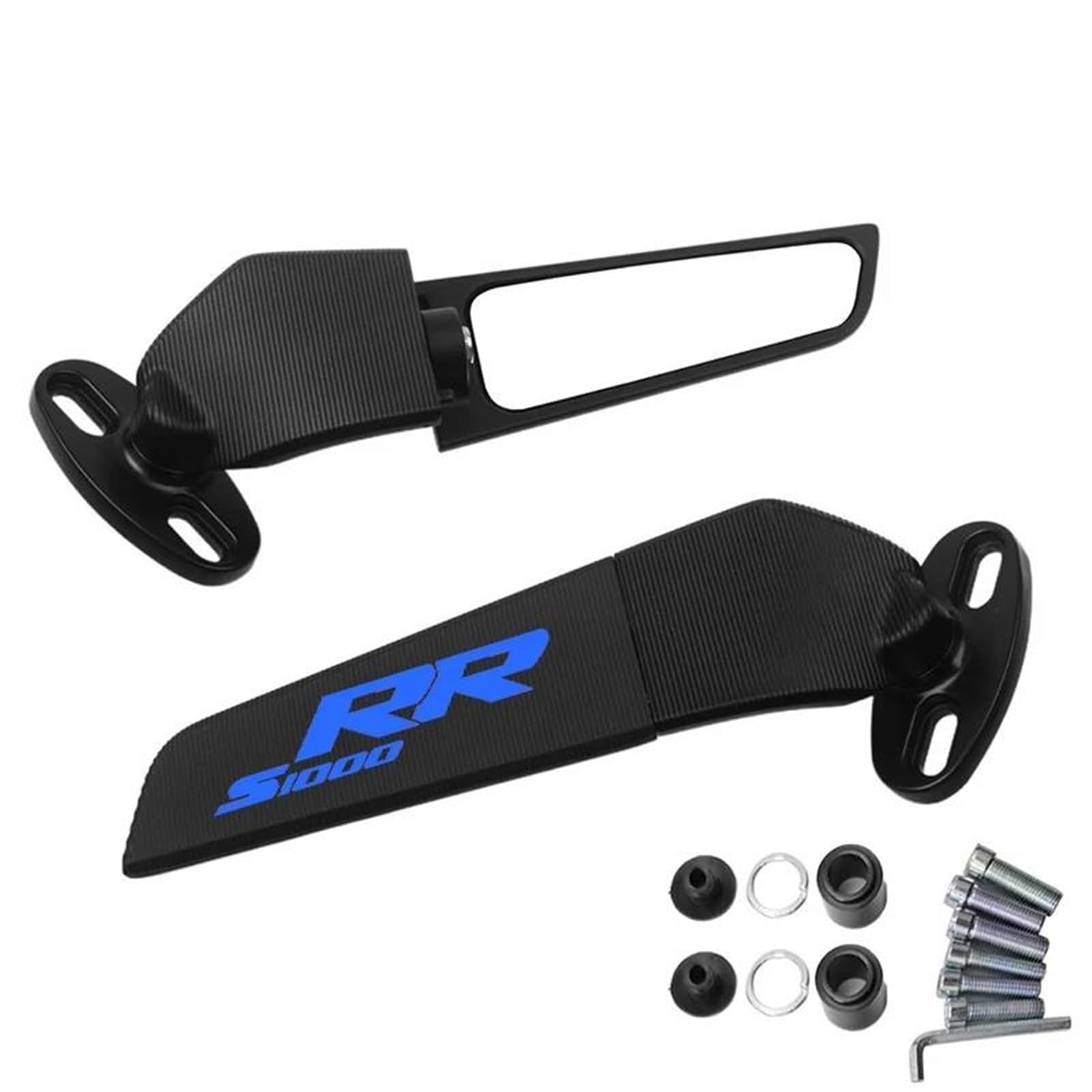 Espejo retrovisor de motocicleta CNC de ala fija para S1000 RR 2019-2023 negro