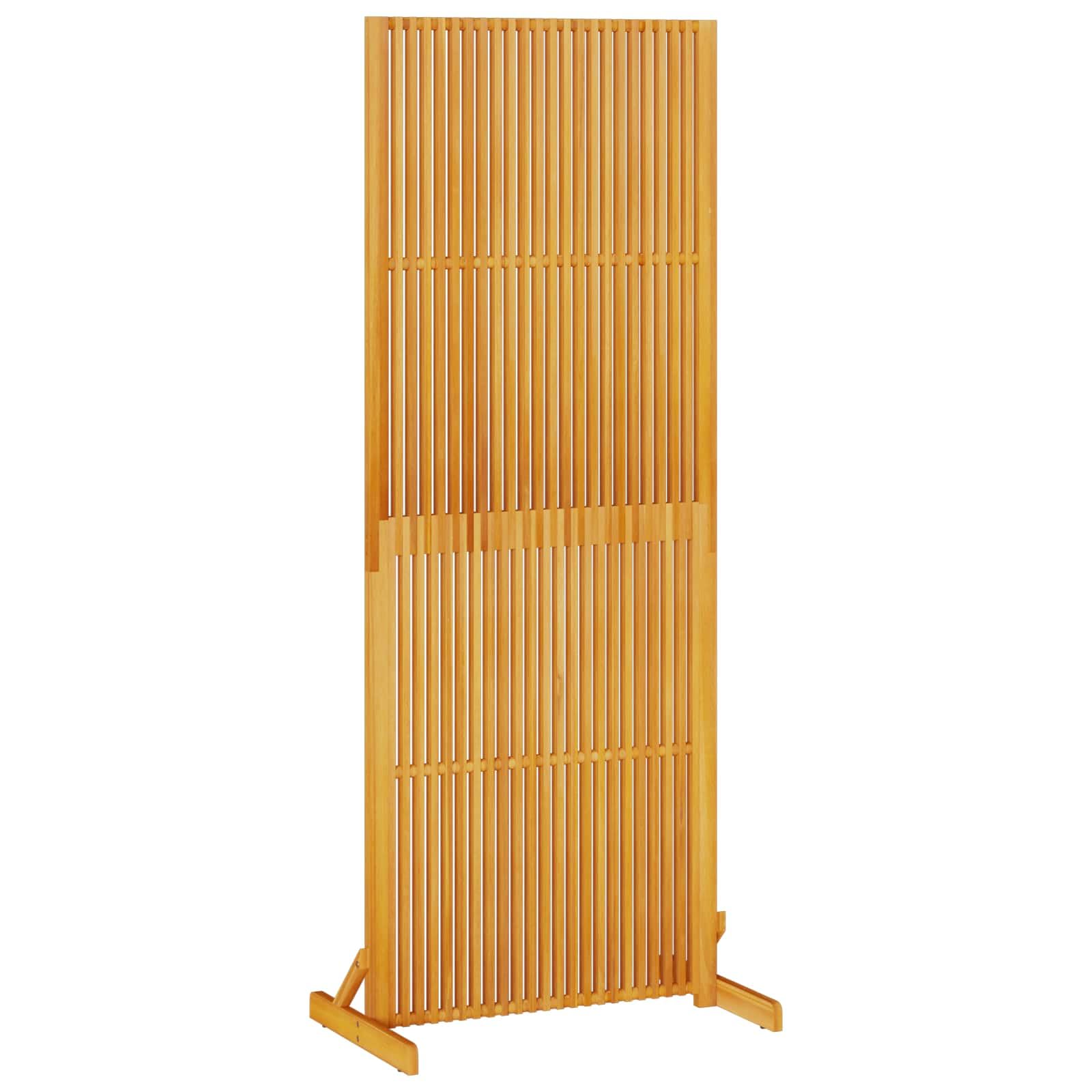 Brise-vue en bois marron 79,5 x 50 x 200 cm – Paravent extérieur et intérieur en bois d'acacia massif huilé – Paravent pliable pour jardin, terrasse, balcon et salon