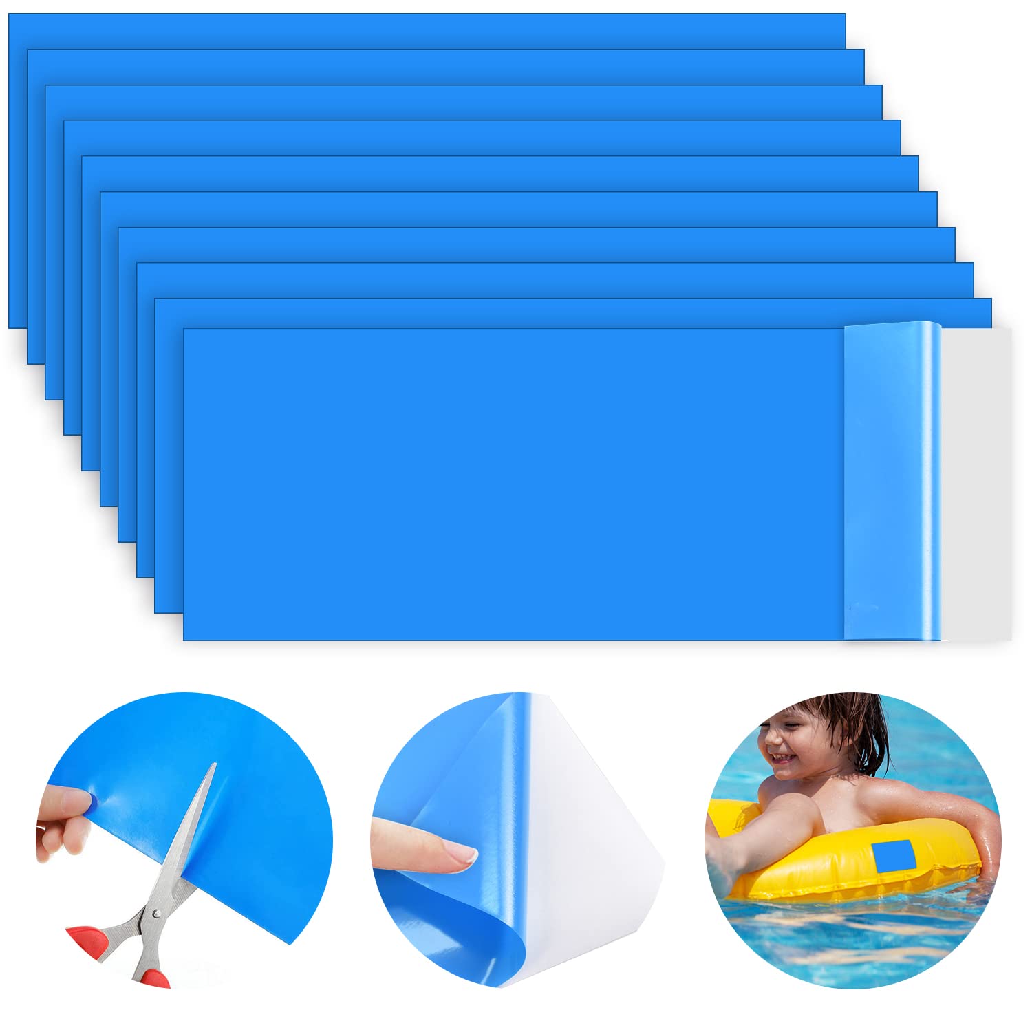 10 Patchs De Réparation PVC Autocollants - Pour Piscine Gonflable, Bateau, Kayak, Matelas