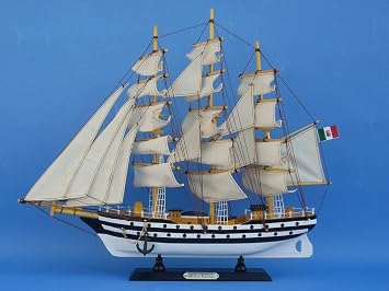 Amerigo Vespucci 20" - Model Tall Ship - Wood Model Boat - Vintage Ship Model -