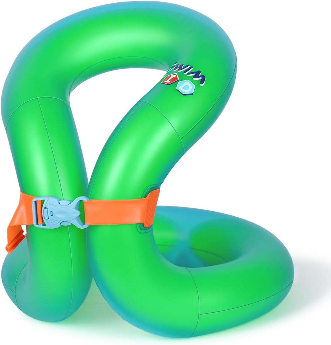 Floaties Swim Vest for Child, Portable Inflatable Pool Floats Swimming Ring with Adjustable Safety Buckle, Safety Swim Arm Bands with Double Surround Air Bag, Durable Float Tube for Kids Green M(for weight:50-88lbs)