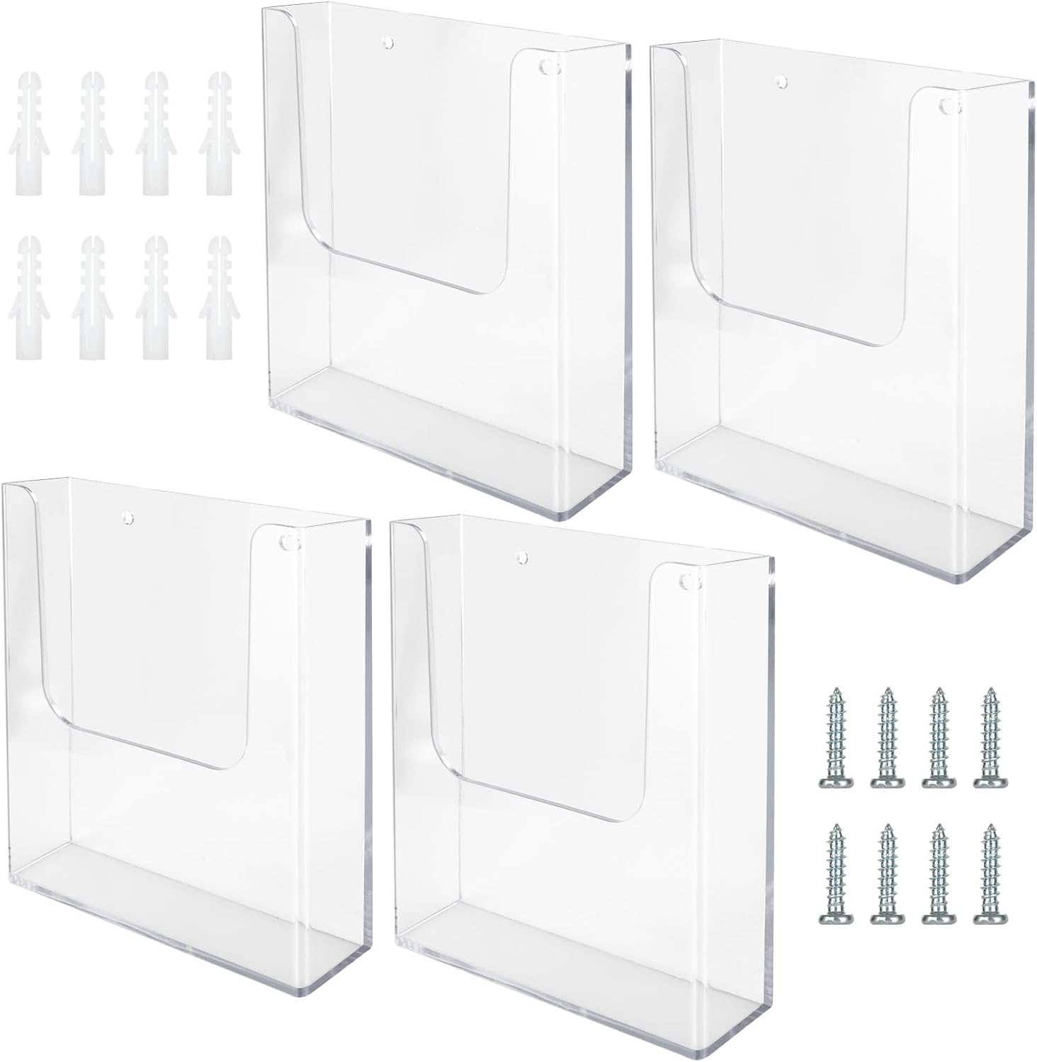 ZOFUN 4 Pcs A4 Wall Mounted Leaflet Holders, Clear Wall Mounted
