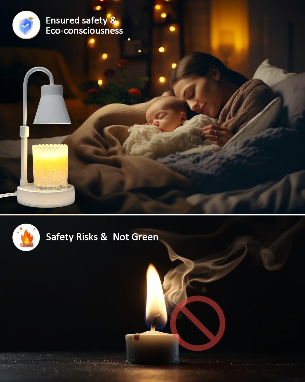 Elenhome Candle Warmer Lamp with Adjustable Height - Stepless Dimming & Metal Finish - No Flame Scented, Includes 2 Bulbs (White) image 5