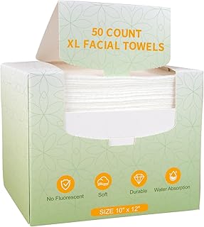 RAQEHO 50PCS XL Disposable Face Towel - 10"×12" Clean Face Dry Wipes for Make Up Removal Lint Free Towelettes Soft Facial ...