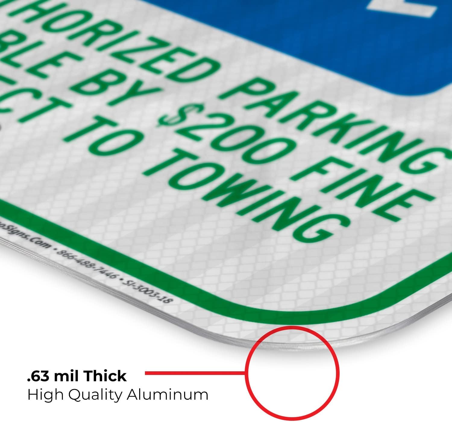 Tennessee Handicap Parking Sign, Reserved Parking Unauthorized Parking Punishable by $200 Fine Sign, 12x18 Inches, 3M EGP Reflective .063 Aluminum, Fade Resistant, Made in USA