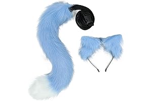 Cosplay Blue Fox Tail and Ears Headband Set Costume Accessories
