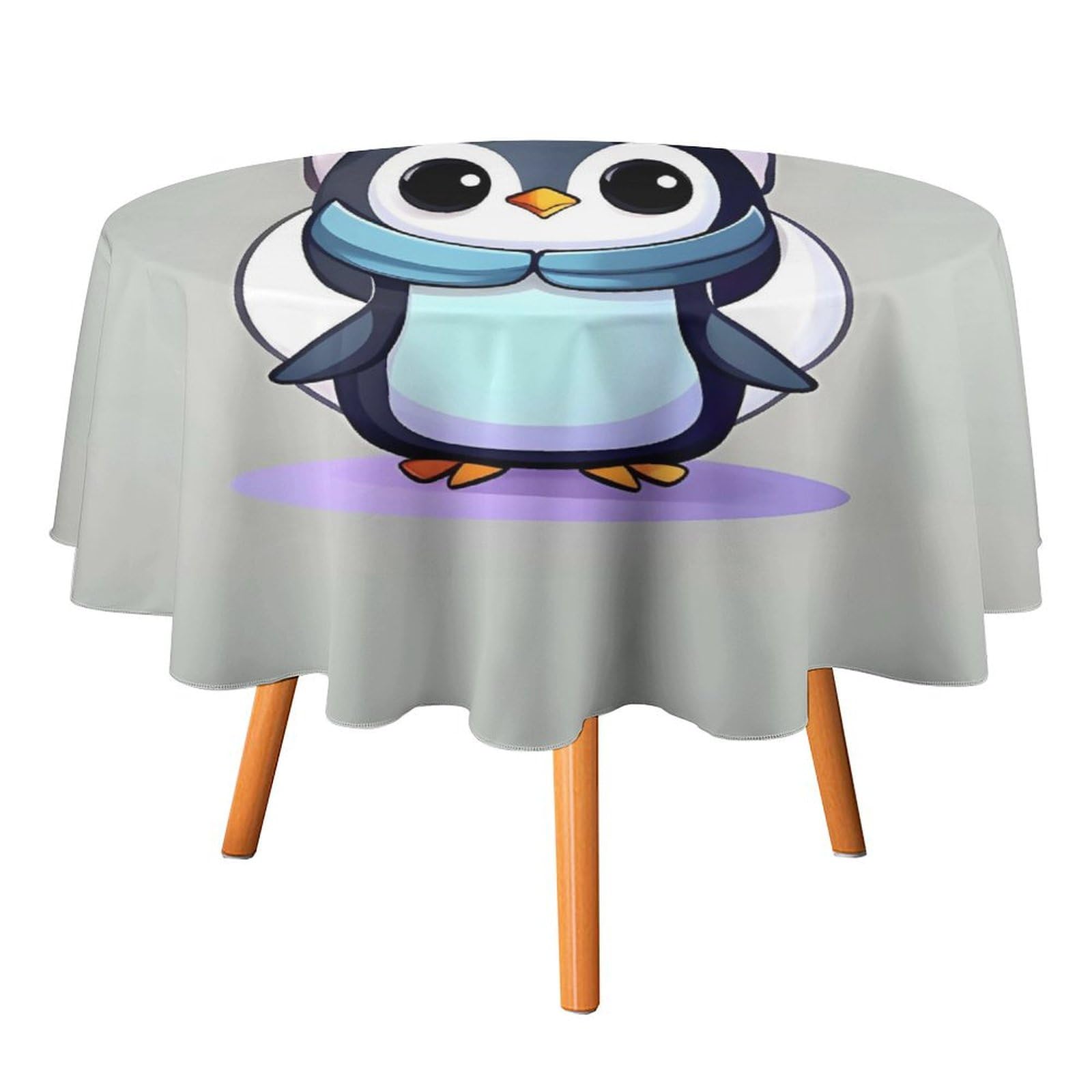 Nappe ronde pingouin lavable pour protéger la table de salle à manger des taches