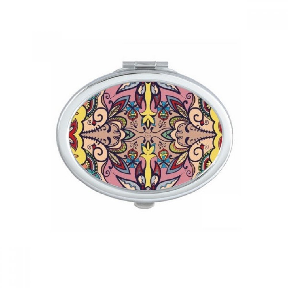 Miroir compact ovale de poche aux motifs de fleurs de style européen