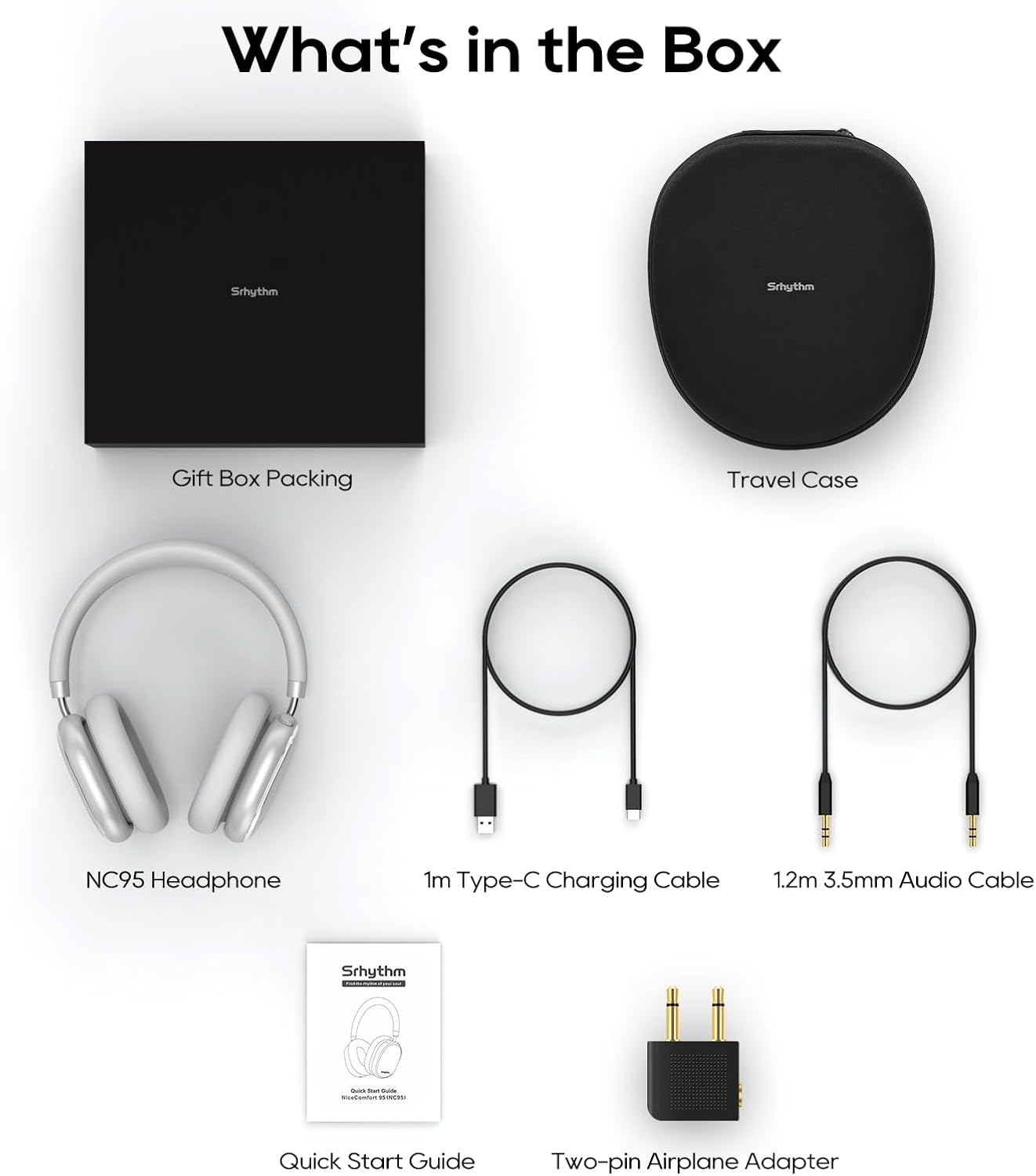 Srhythm NiceComfort 95 Hybrid Noise Cancelling Headphone Wireless, Bluetooth Headset with Transparency Mode,ENC,HD Sound - Image 6