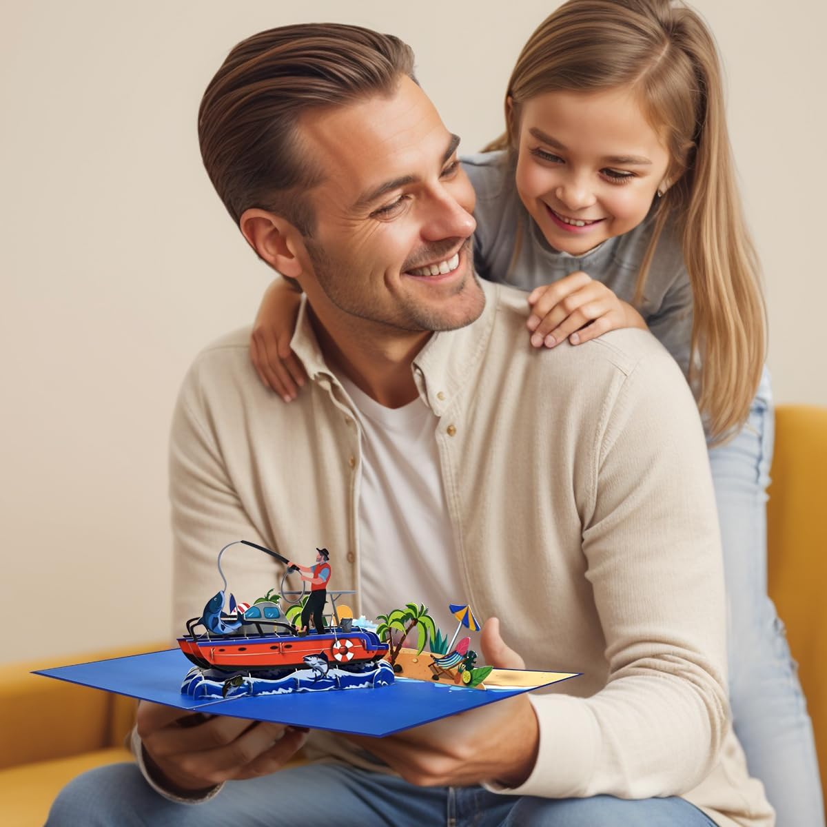 Fishing Pop Up Cards, Pop Up Fathers Day Cards, 3D Popup Birthday Greeting Card, Happy Father's Day Card, Father's Anniversary Card Includes Envelope and Note Tag. - Image 6