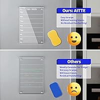 Vista 4 de AITEE Calendario semanal acrílico para refrigerador, planificador semanal magnético transparente de comidas para refrigerador, planificador semanal