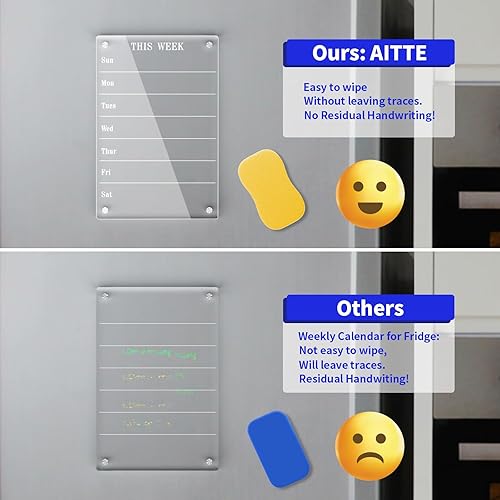 Miniatura 10 de AITEE Calendario magnético acrílico para refrigerador, 8 x 12 pulgadas, calendario transparente de borrado en seco, pizarra blanca para refrigerador