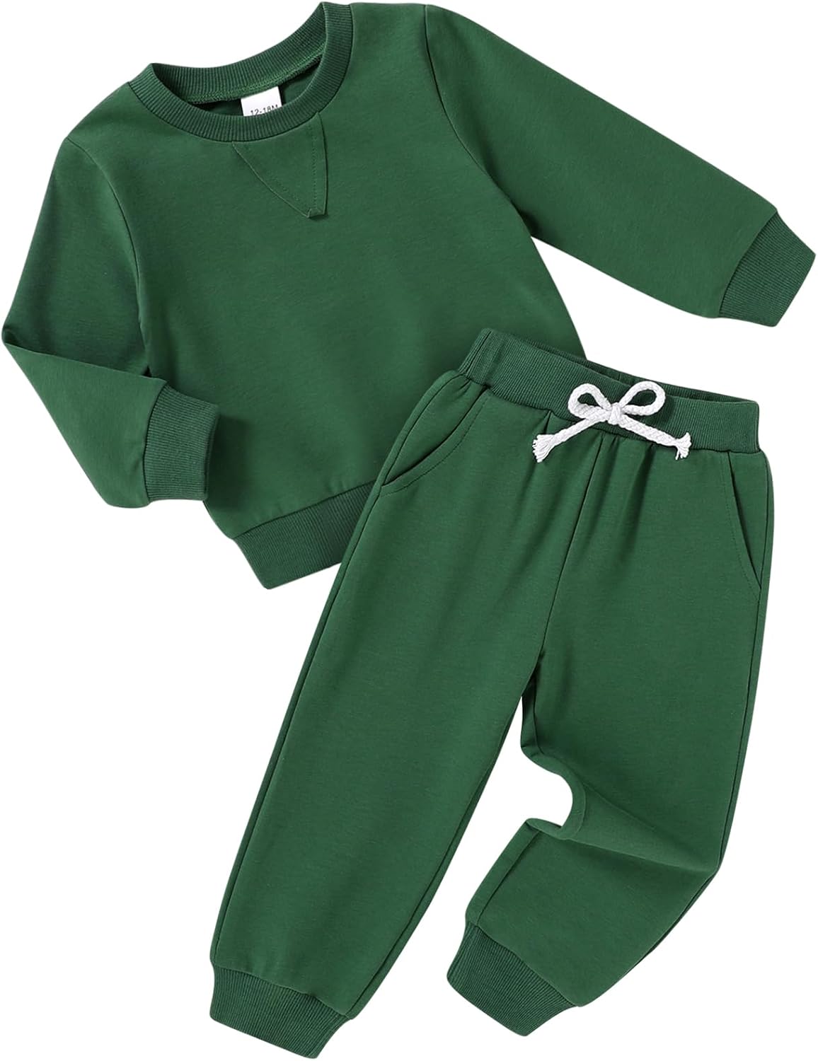 Toddler Baby Girl Boy Clothes Solid Color Sweatsuit Long Sleeve Fall Outfits 2Pcs Winter Pant Sets