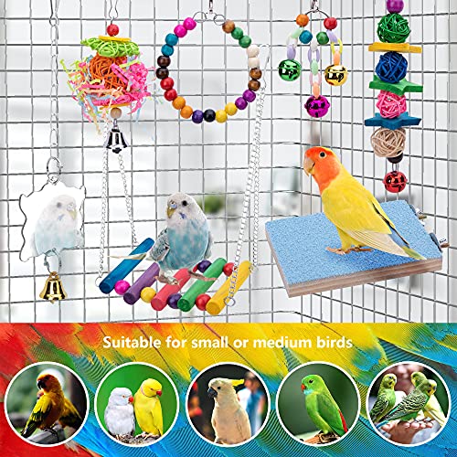 Bird Swing Chewing Toys Parrot Hammock Bell Toys Parrot Cage Toy Bird Perch with Wood Beads Hanging for Small Parakeets, Cockatiels, Conures, Finches,Budgie,Parrots, Love Birds - Image 14
