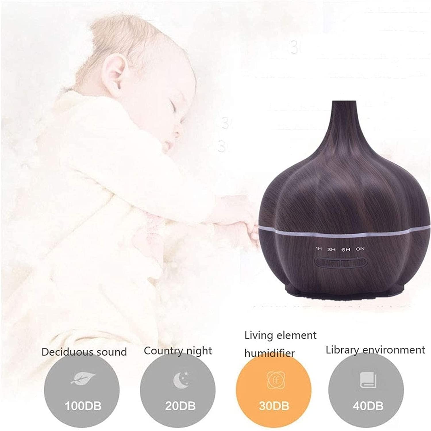 Difusor de Aceite Esencial de Oficina de Humidificador de Aire Ultrasonic de 300 ml Difusor de Aceite Esencial for la Oficina en casa Fresca Fogger Mist Maker