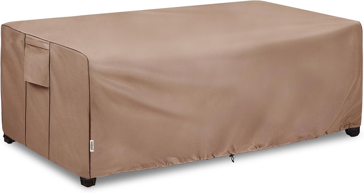 Outdoor Coffee Table Cover,600D Waterproof Patio Rectangular Side Table Covers,48 W x 28 D x 16 H,Outdoor Table Covers Waterproof Rectangle(Brown)