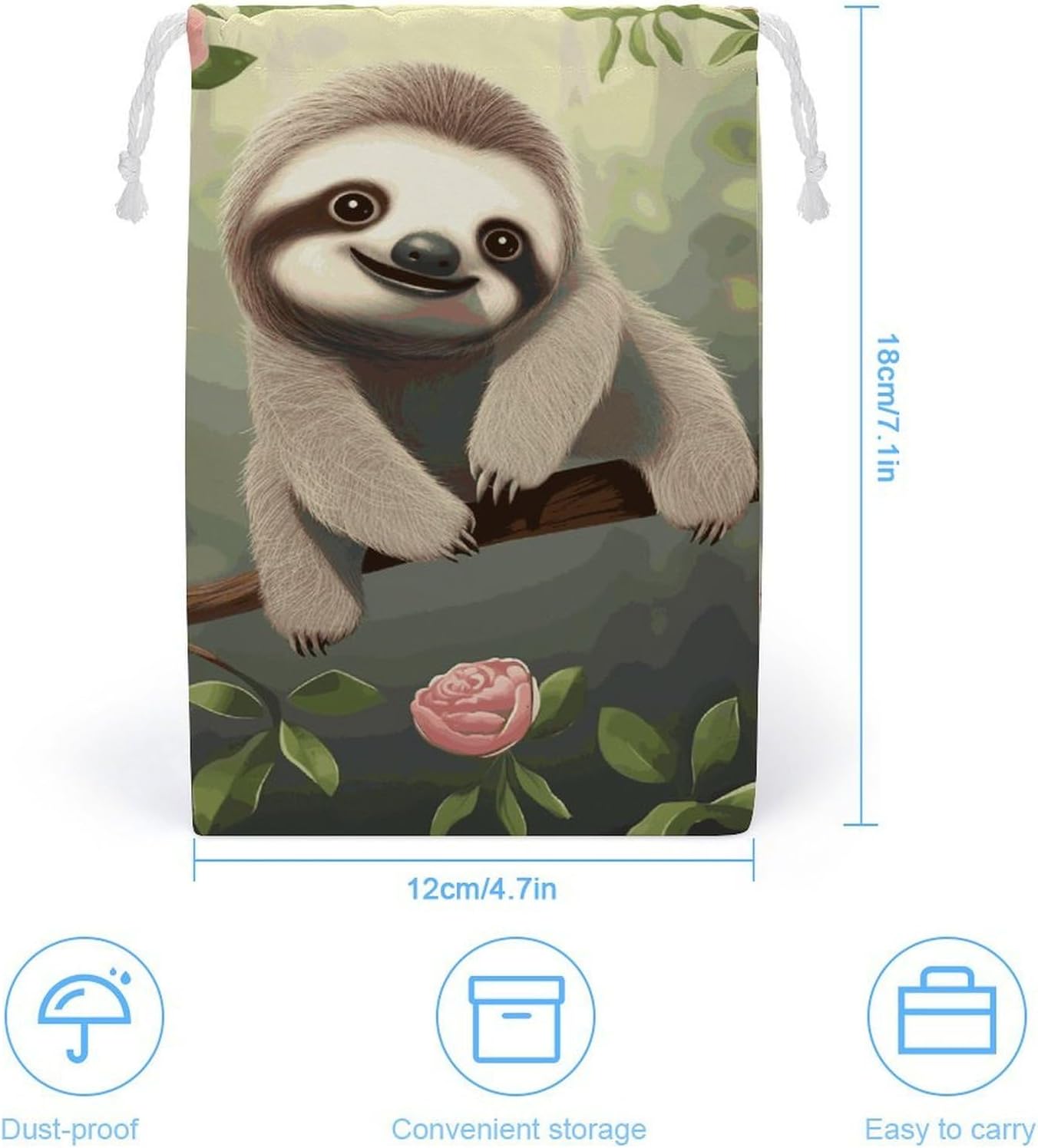 Drawstring Storage Bag Sports Cinch Sack Cute Baby Sloth Gym String Bags for Travel Swimming Beach image 2