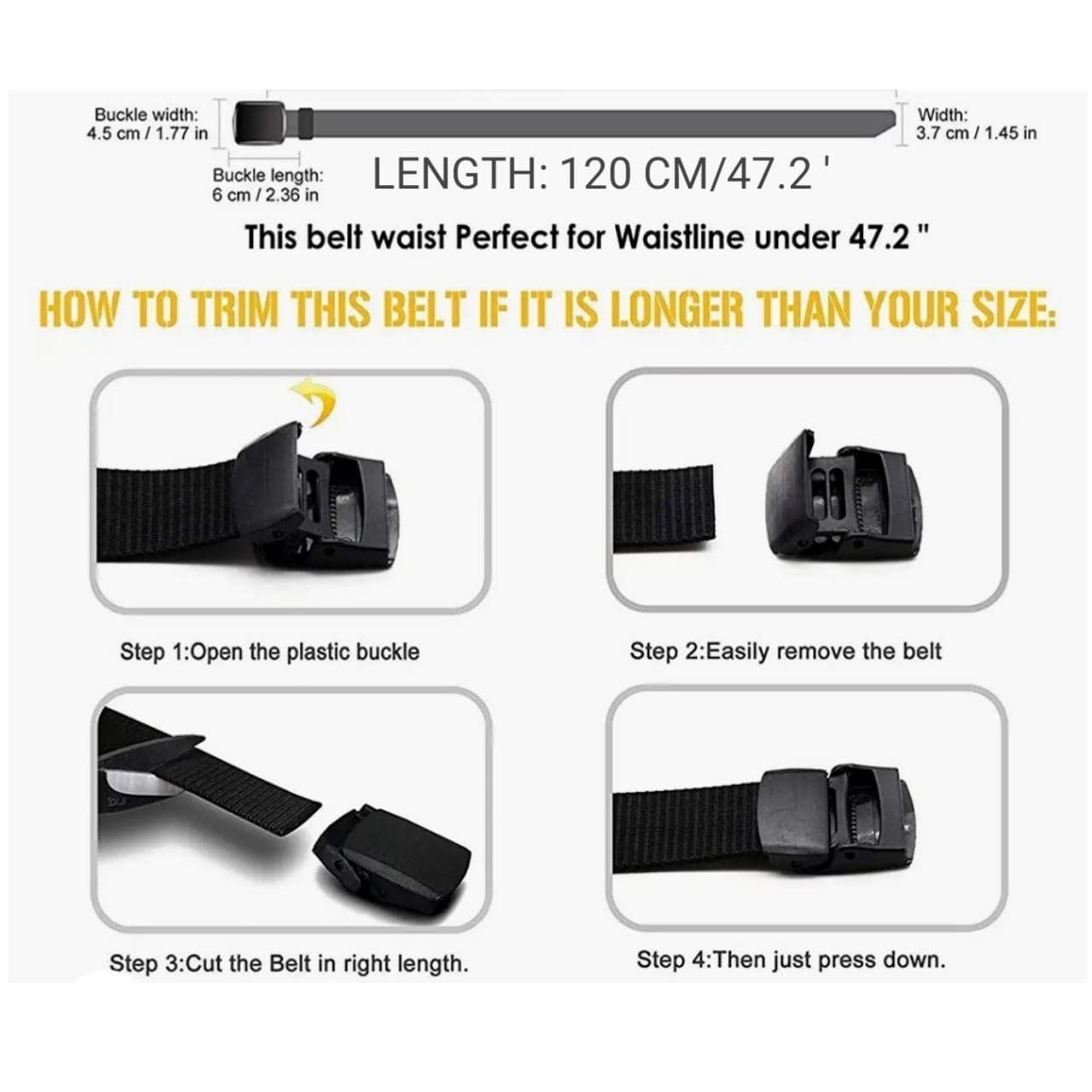 VTFlair Nylon Belt, Nylon Fabric Belt, Unisex Nylon Belt, Hole Free Plastic Flap Buckle Canvas Waist Belt (pack of 2)
