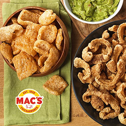 Mac's Pork Rinds, Fried Pork Skins, Chicharrones, BBQ - Barbecue (3 Ounce Bags (Pack of 12))