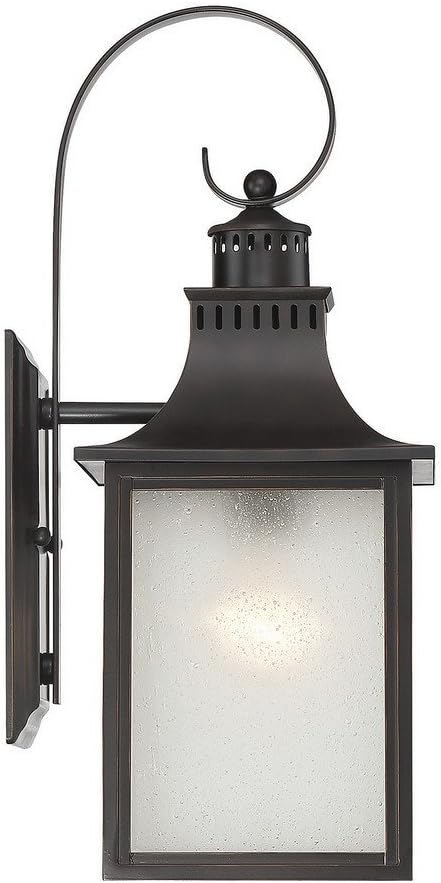 Savoy House 5-259-25 Monte Grande Modern Rustic Pale Cream Seeded Glass Outdoor Wall Lantern, 3-Light 120 Total Watts, 27" H x 10" W, Slate