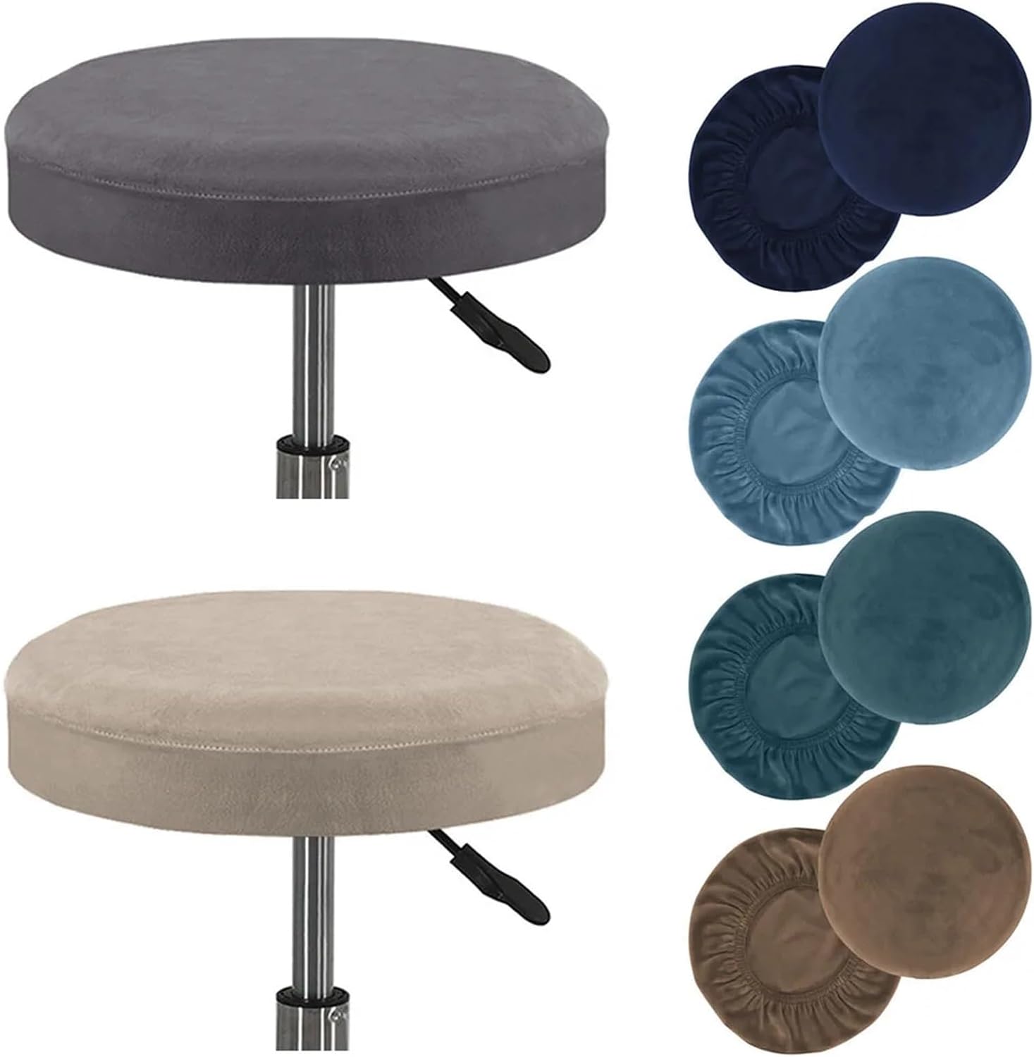 Stool Covers Round 3pcs Round Velvet Stool Cover Bar Slipcovers Chair Case Universal Slip Stretch(Gray)