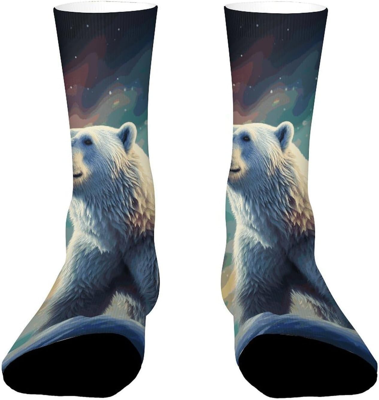 Moisture Wicking Socks, Breathable, Lightweight Crew Sock, Casual | Polar Bear Work Socks for Women Men, Elastic Soft Boot Socks for Travel, Seamless
