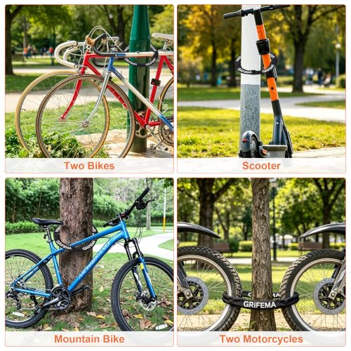 Image of GRIFEMA GAK1201-9 Bike Chain Locks 5 Digit Combination, 900mm High Security Bicycle Lock, for Bike Cycle, Moto, Door, Gate Fence