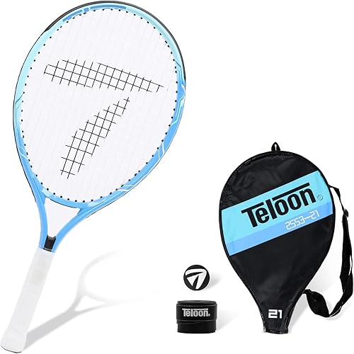 Miniatura 1 de Teloon Raqueta de tenis para niños, raqueta de tenis juvenil de 19 a 25 pulgadas con cubierta, raqueta de tenis junior para niños y niñas de 3 a 12