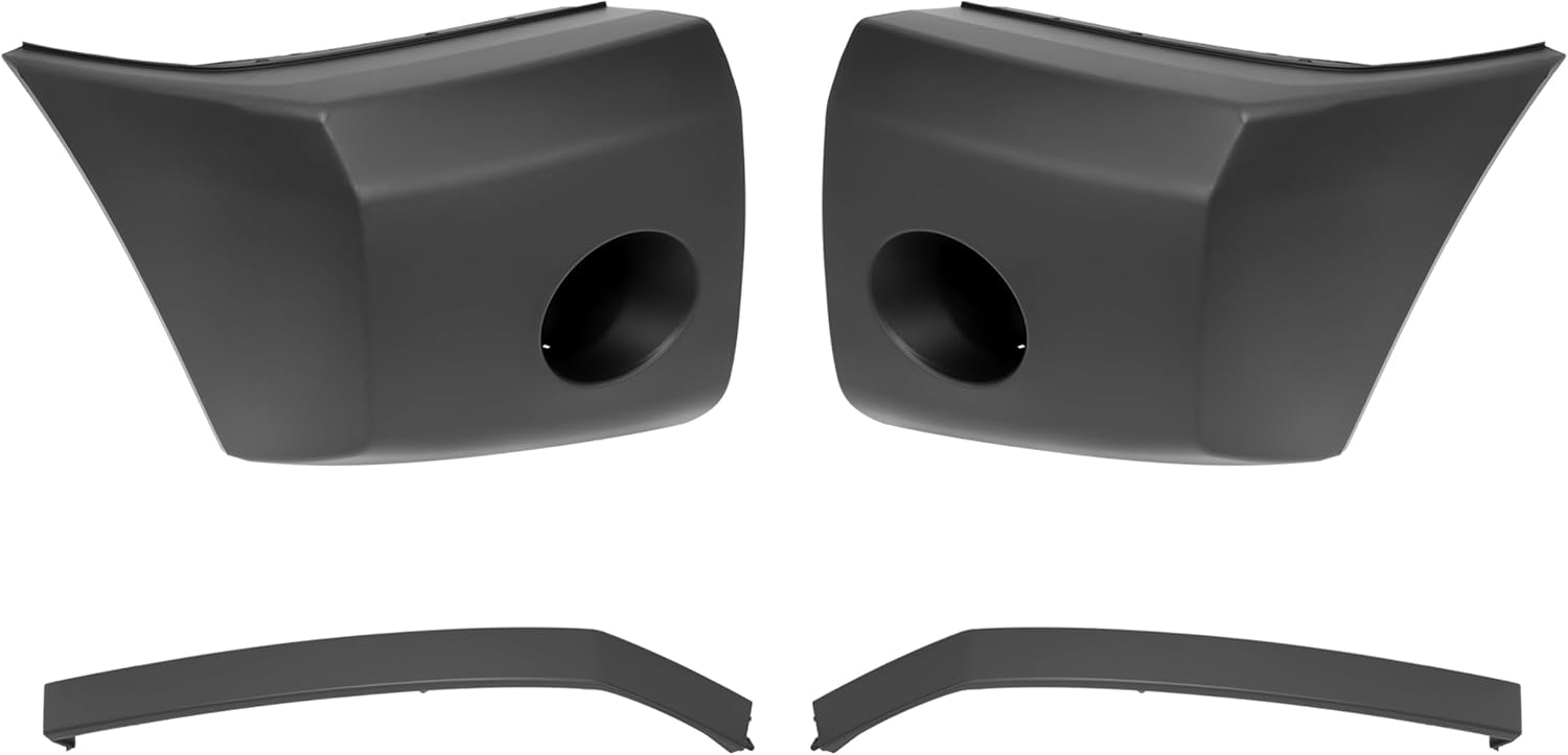 HECASA Front Bumper End Cap & Extension Filler Compatible with 2004-2007 Nissan Pathfinder Titan Armada w/Fog Light Hole Painted Black Replacement for NI1005147 NI1004147 NI1089106 NI1088106 2PCs