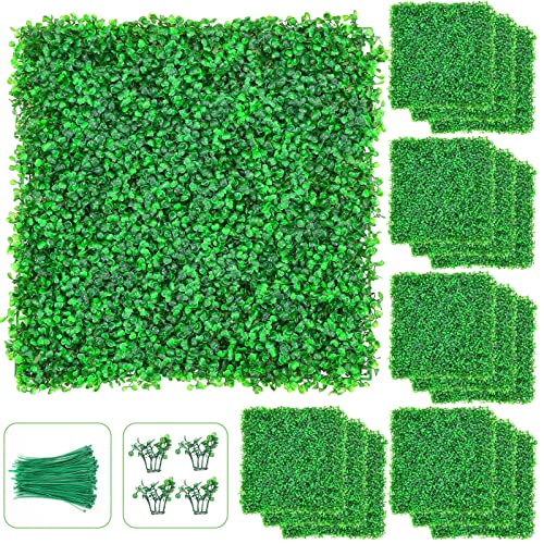 Brightdeco 16Pcs 20" X 20" Artificial Boxwood Panels Grass Backdrop Greenery Wall Topiary Hedge Plant Privacy Hedge Screen Uv Protected For Outdoor Indoor Garden Backyard Fence Decor #TOP1