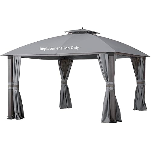 10X12 Replacement Gazebo Top for Eagle Brooke Gazebo Model A101007600, A101007603, A101007604, (Grey)