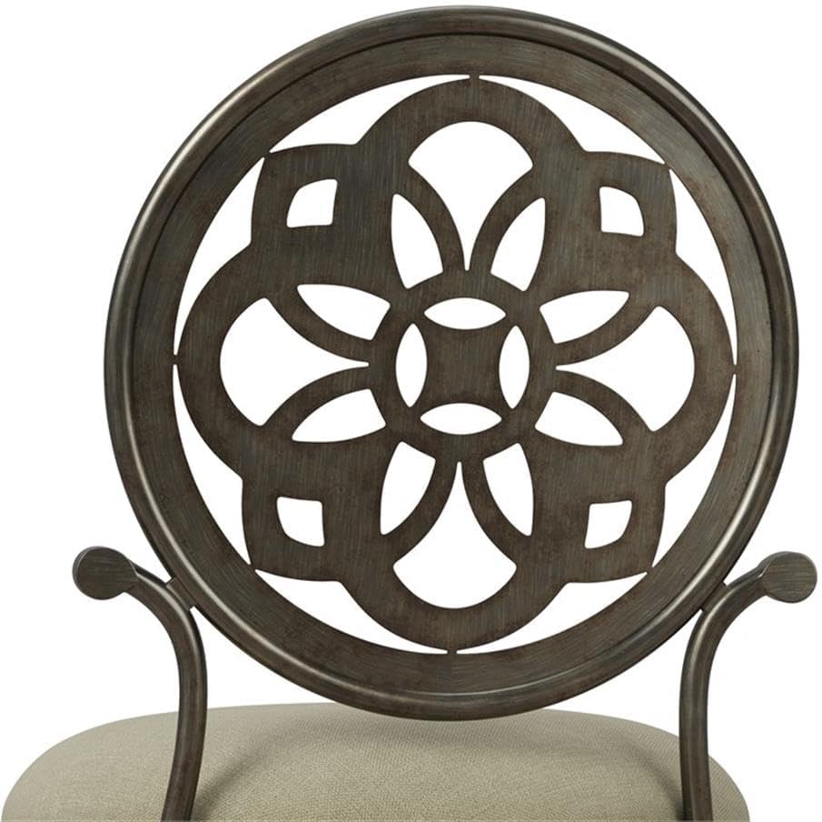 Hillsdale, Marsala Metal Vanity Stool with a Circular Geometric Back Design for Makeup Room or Bathroom, Gray