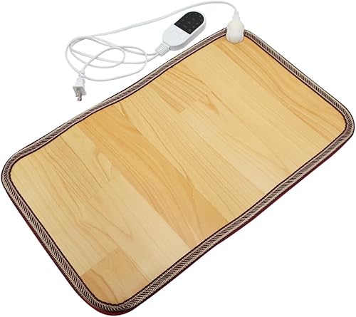 Tapete calefactor de 110 V, temperatura ajustable, 19.7 × 12.2 pulgadas, calentador de pies calentado de cristal de carbono debajo del escritorio