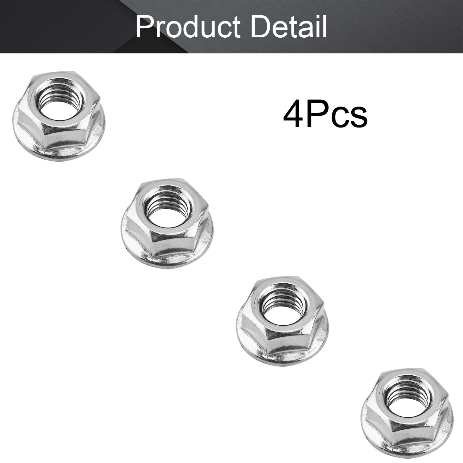 MroMax 4Pcs M8x1.25mm Pitch Serrated Flange Hex Lock Nuts 304 Stainless Steel Metric Thread Hardware Nuts Bright Finish for Automobiles, Motorcycles, Generators, Home Appliances Silver