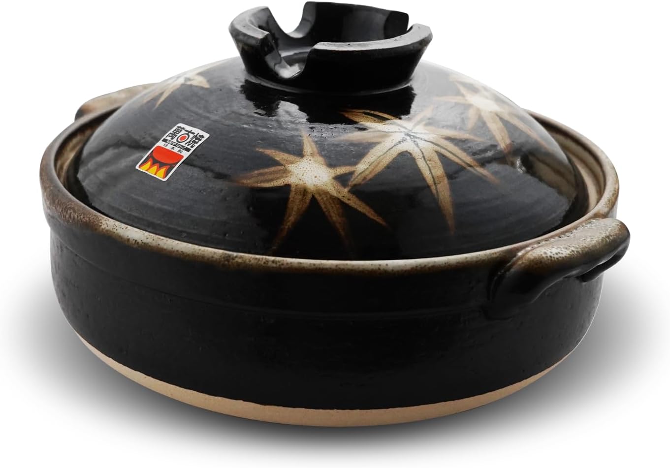 Yokkaichi Banko-yaki Donabe: Elegant Autumn Leaf Earthenware Pot Microwave & Oven Safe, Perfect for Stews & Hot Pots, Made in Japan(2.2 Quarts)