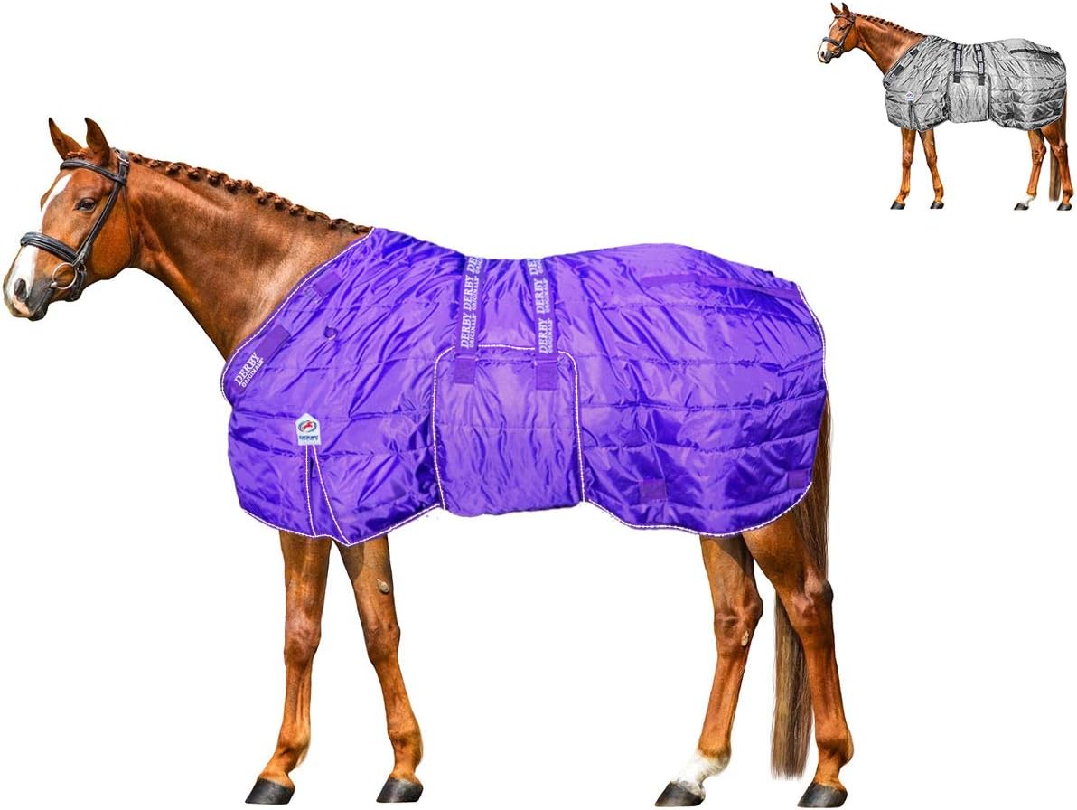 Derby Originals Nordic Tough Closed Front 420D Water Resistant Reflective Winter Horse Stable Blanket 200g Medium Weight, Purple, 81"