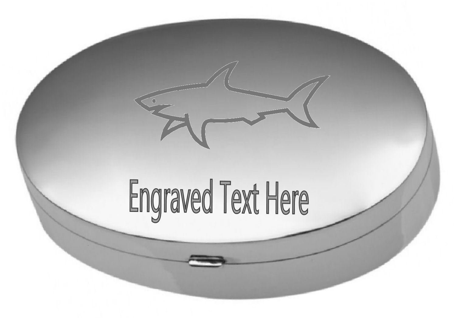 Boîte à pilules argent sterling requin gravé pour comprimés