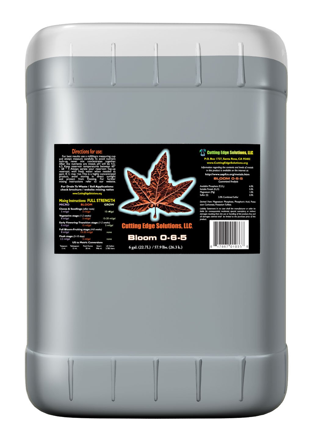 Cutting Edge Solutions Bloom, 6Gallon Fertilizers
