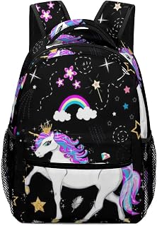 ColourLife Mochila escolar, princesa, unicórnio, com elementos multicoloridos, bolsa para laptop, para homens, mulheres e estudantes