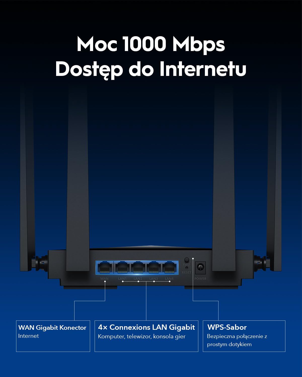 Cudy BE3600 WiFi 7 Gigabit Dwupasmowy Router, Anteny o Wysokim Zysku, Klienty I Serwer VPN, Kontrola W Chmurze, Aplikacja Cudy, WR3600